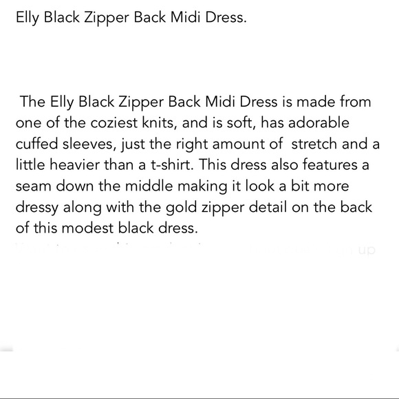 Elly Black Zipper Back Midi Dress - Picture 9 of 15